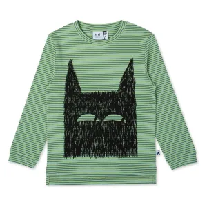 Sketchy Wolf Tee - Lime/Blue Stripe