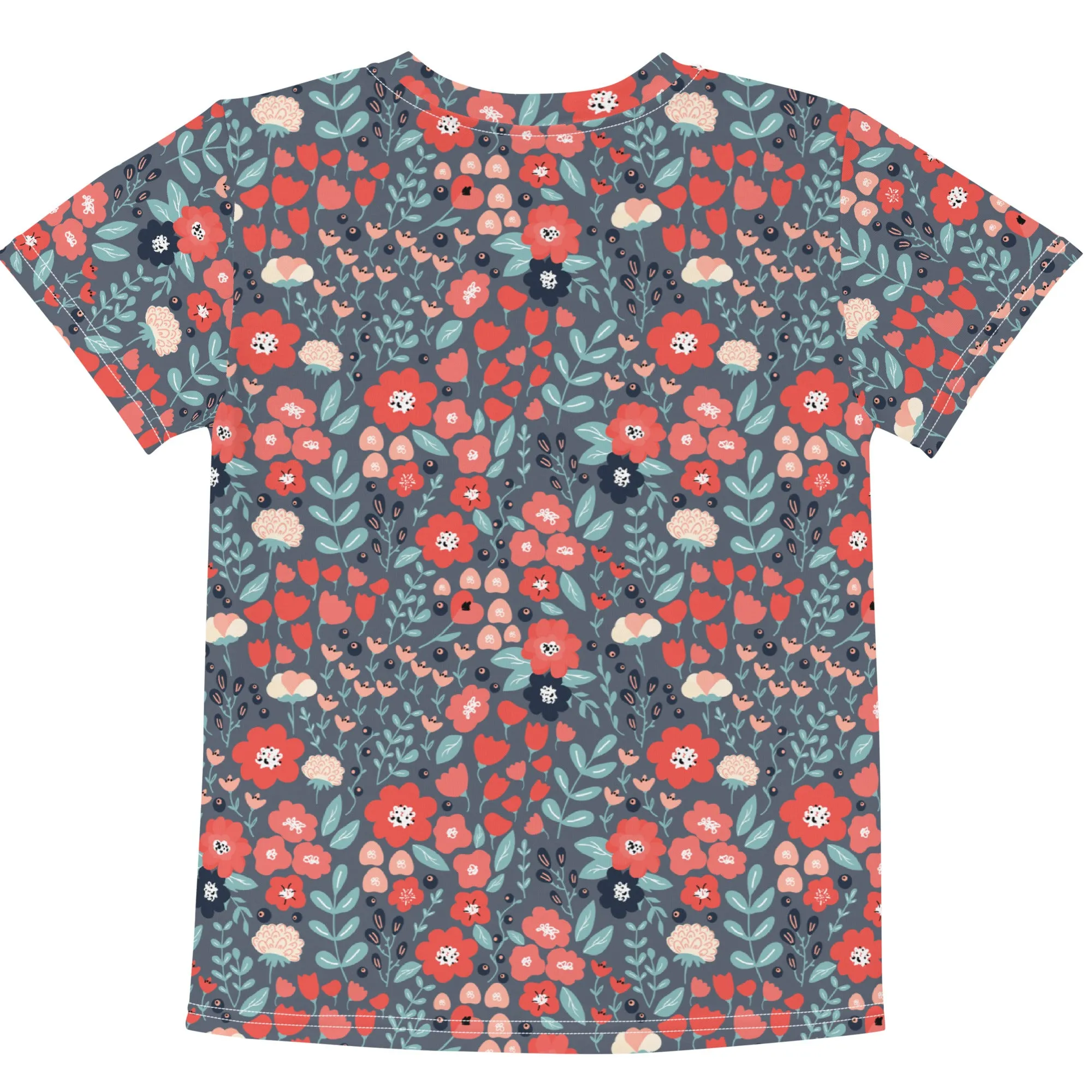 Slate Blue & Coral Kids Crew Neck T-Shirt (2T-7)