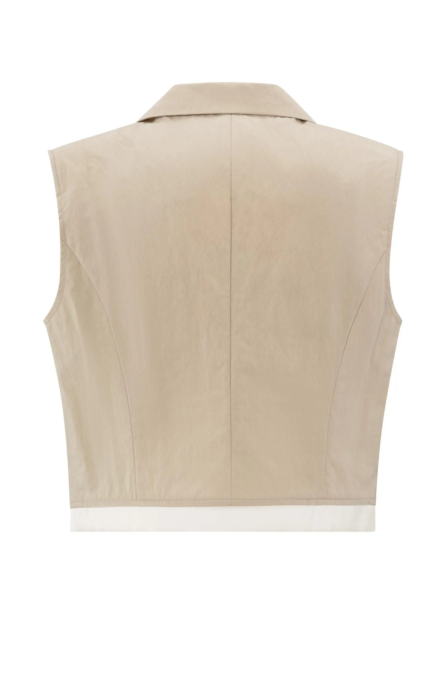 Sleeveless cotton gilet with contrasting details