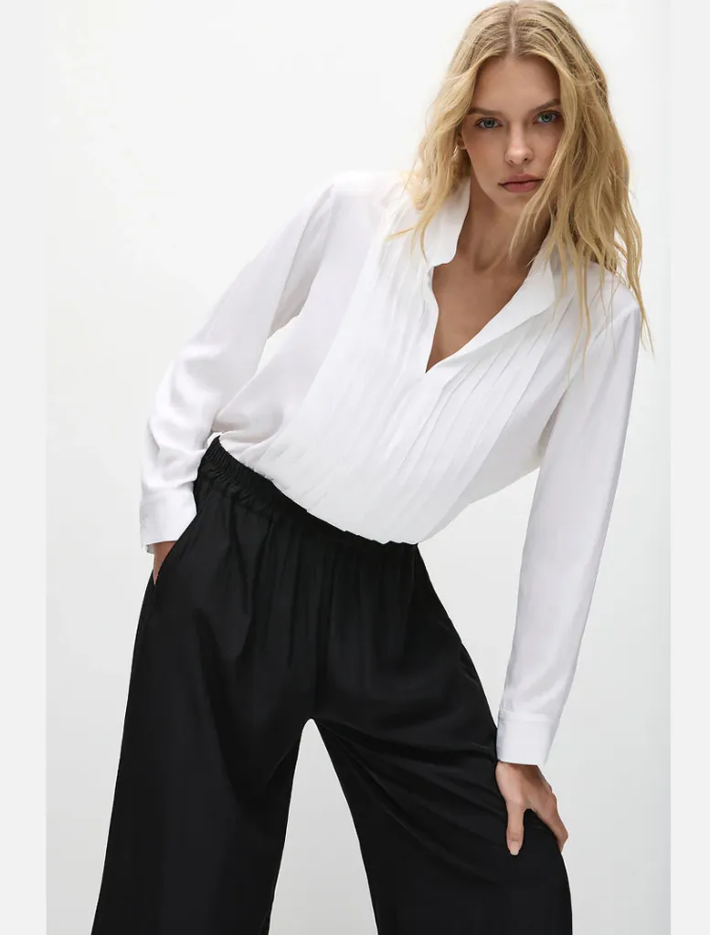 Soft Tux Blouse - White