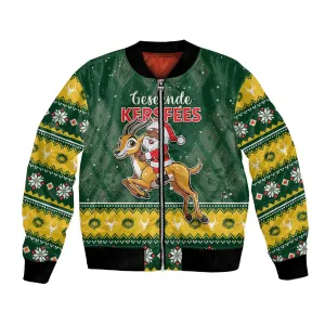 South Africa Christmas Bomber Jacket Funny Santa Riding Springbok LT05