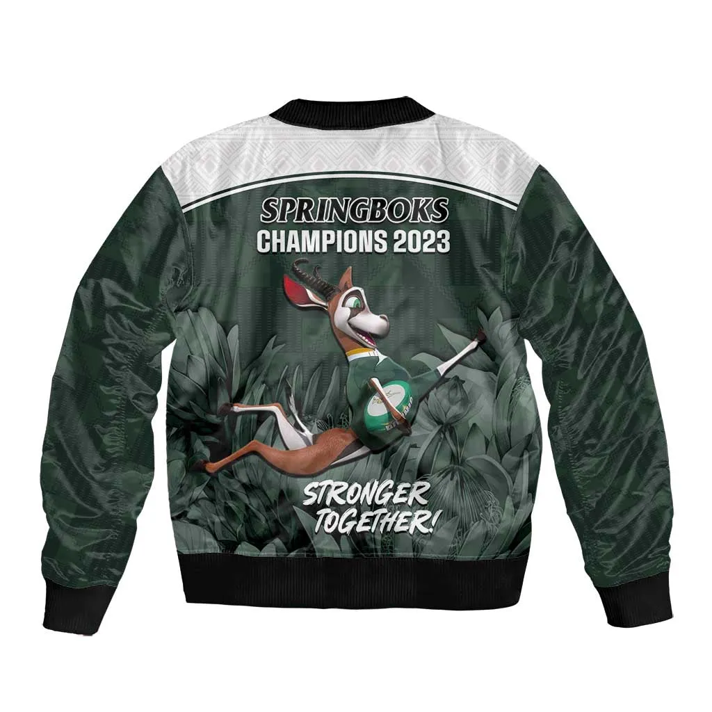 South Africa Rugby Bomber Jacket Springboks 4th Champions World Cup Proud Bokke LT14
