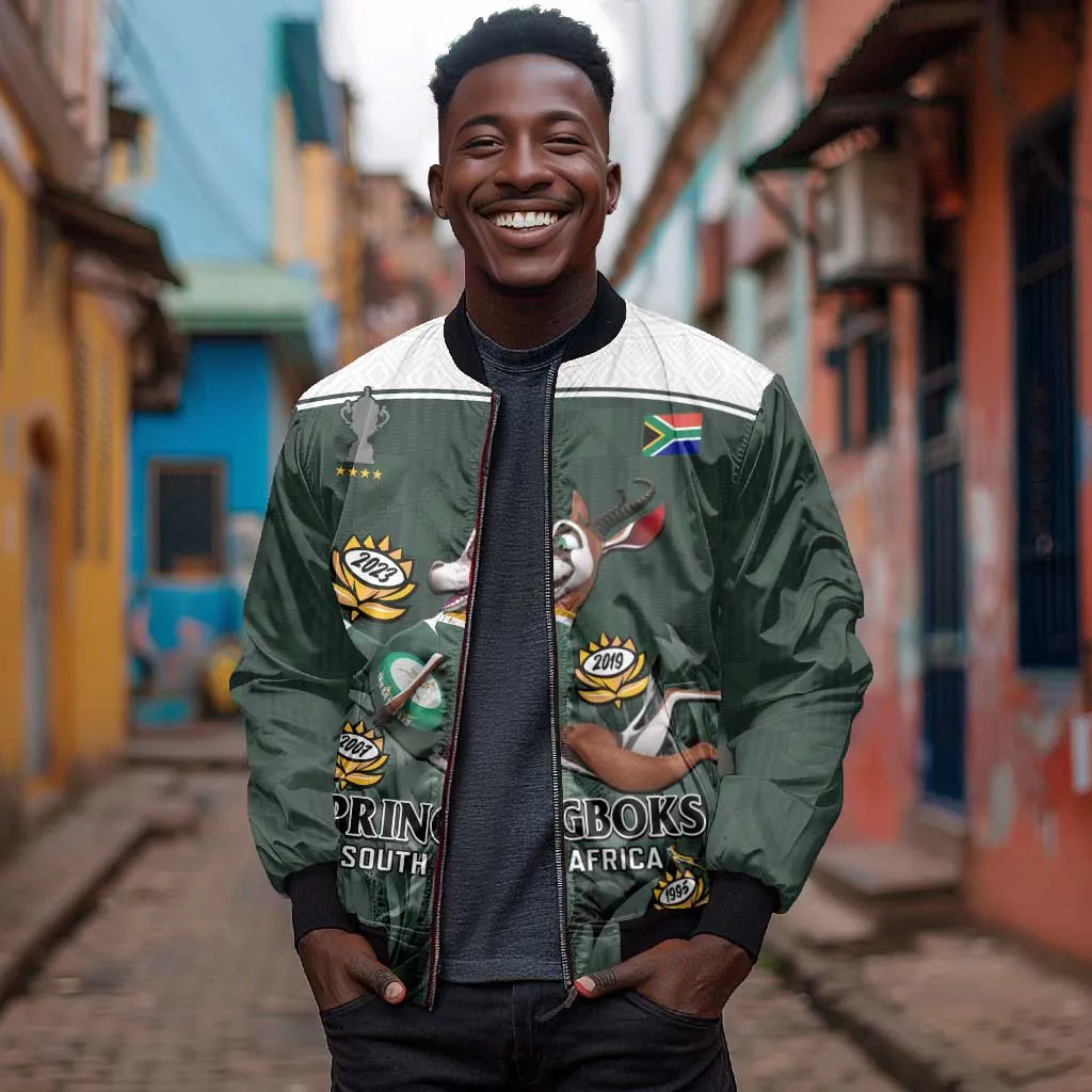 South Africa Rugby Bomber Jacket Springboks 4th Champions World Cup Proud Bokke LT14