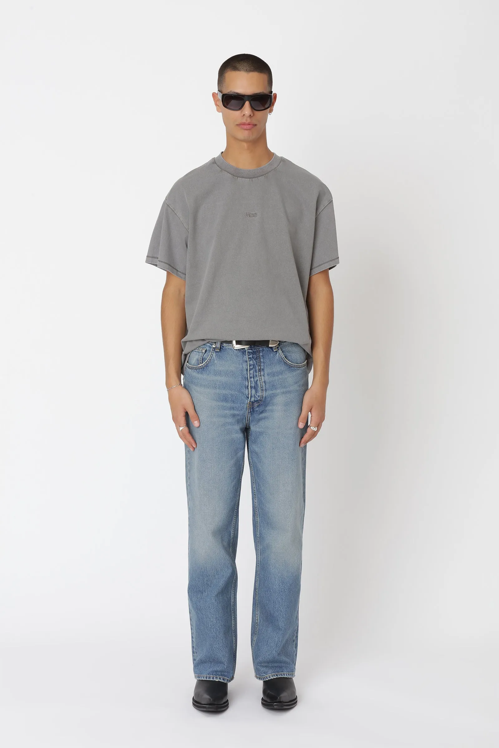 Staff Boxy Tee - Washed Steel Grey