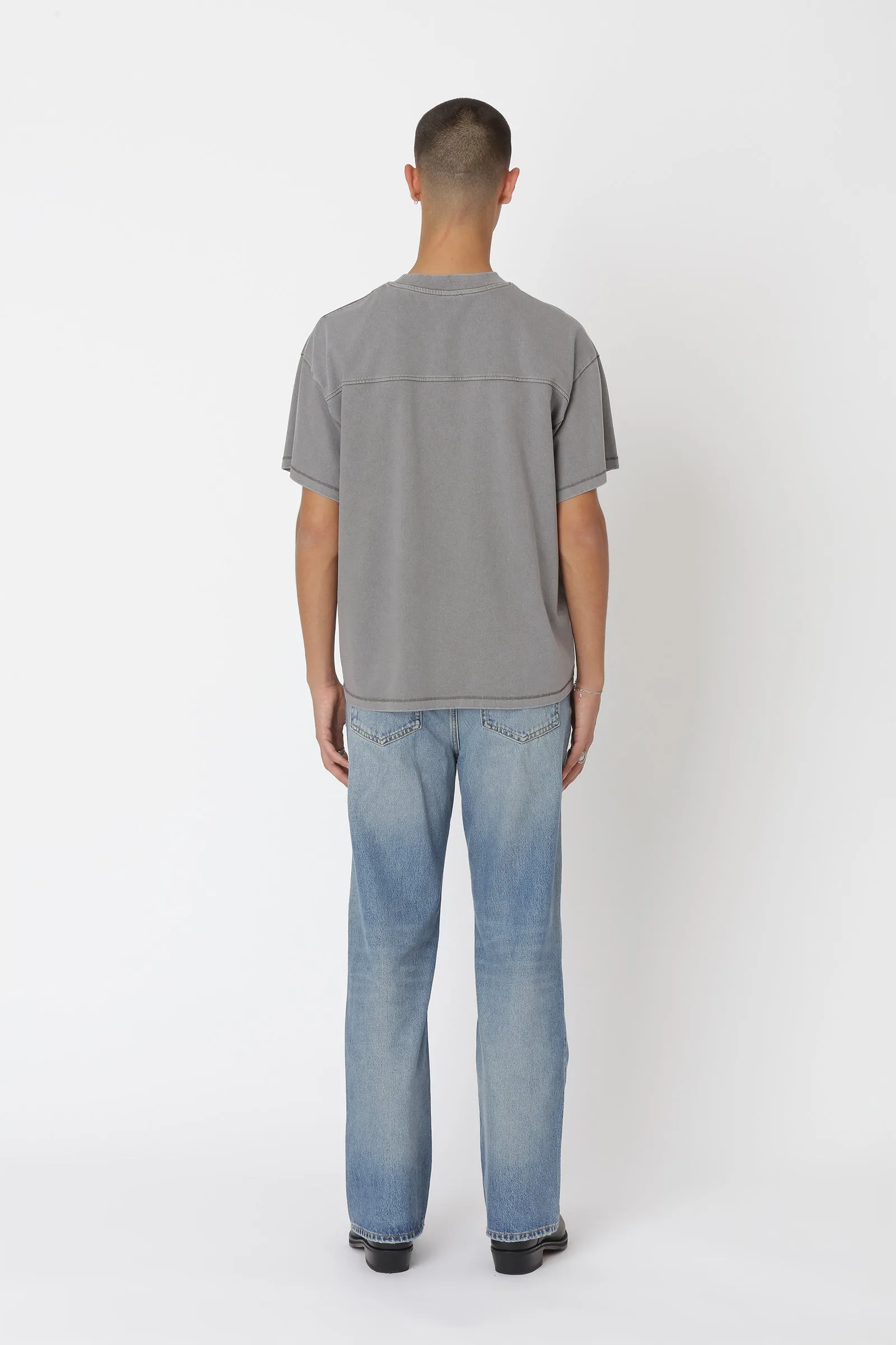 Staff Boxy Tee - Washed Steel Grey
