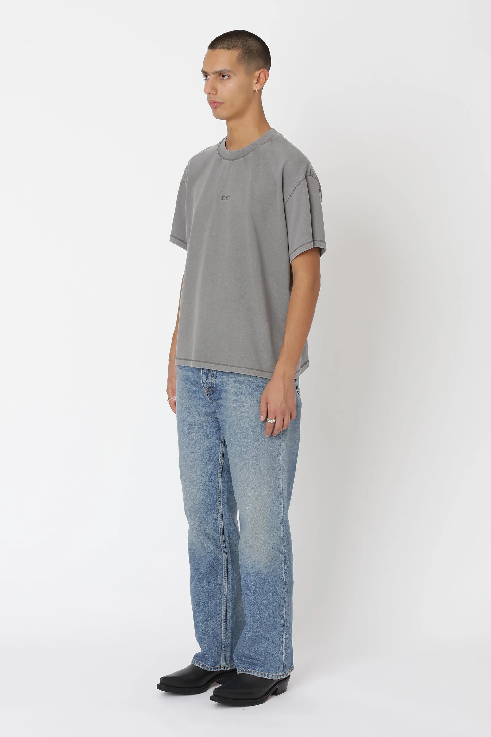Staff Boxy Tee - Washed Steel Grey