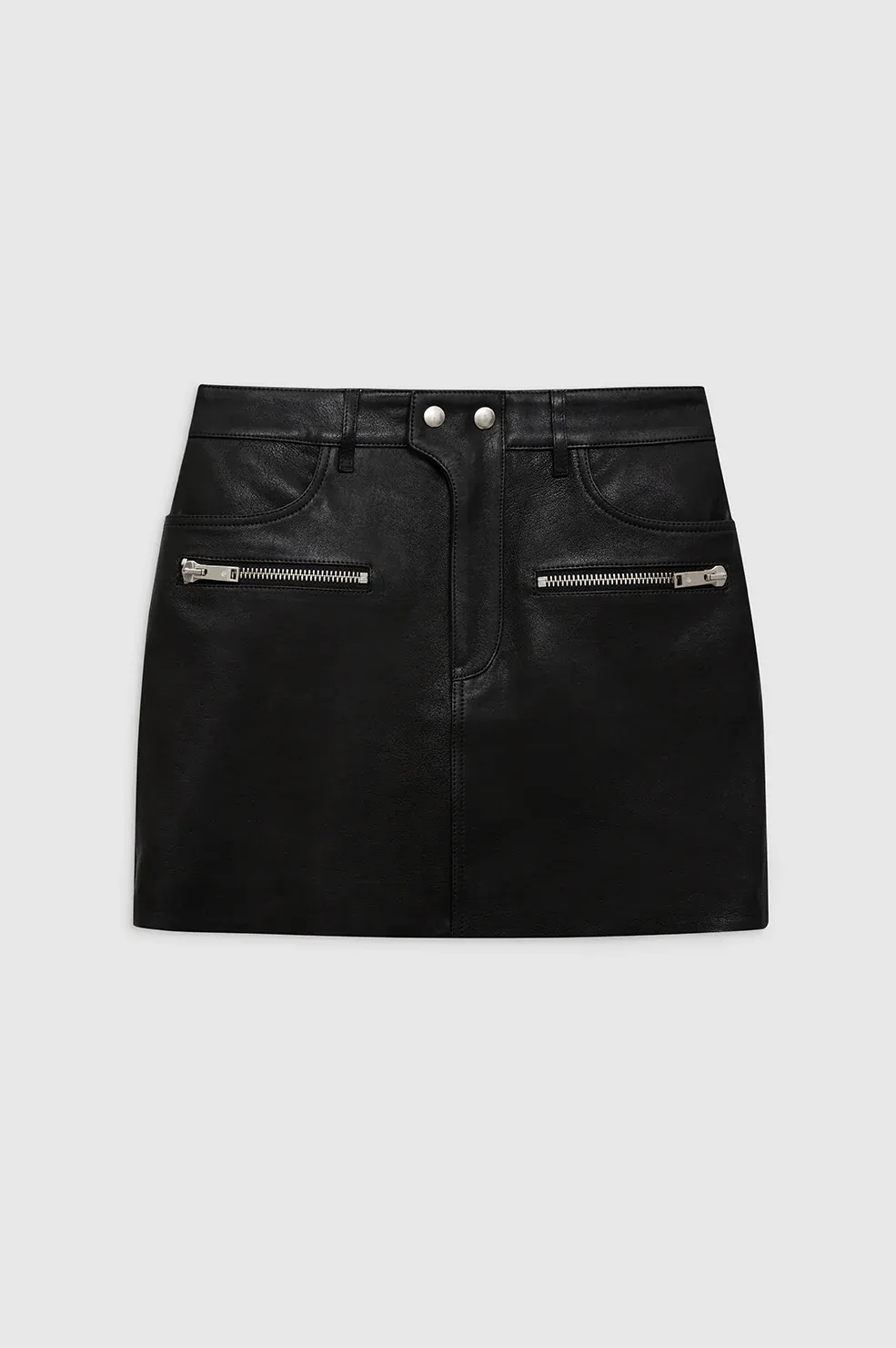 Steel Skirt in Black Leather