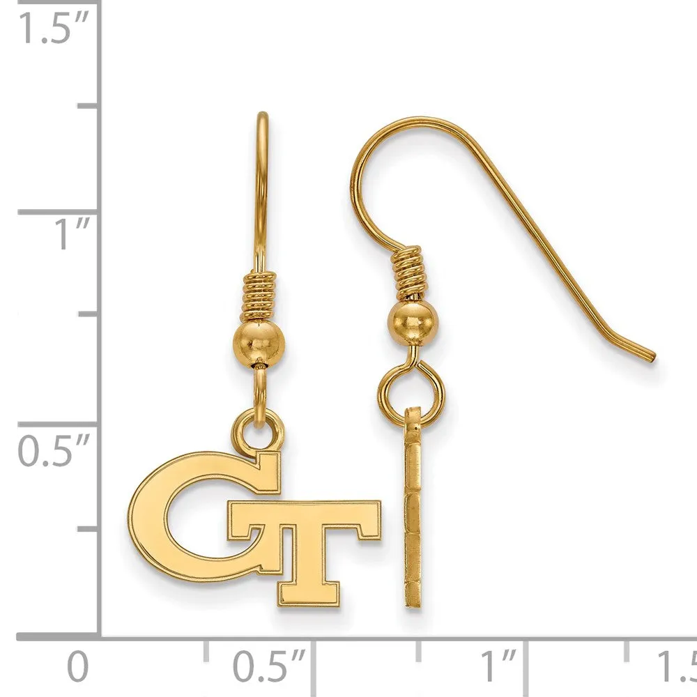 Sterling Silver Gold-plated Georgia Institute of Technology G-T Extra Small Dangle Wire Earrings