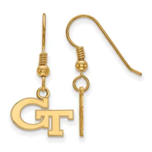 Sterling Silver Gold-plated Georgia Institute of Technology G-T Extra Small Dangle Wire Earrings