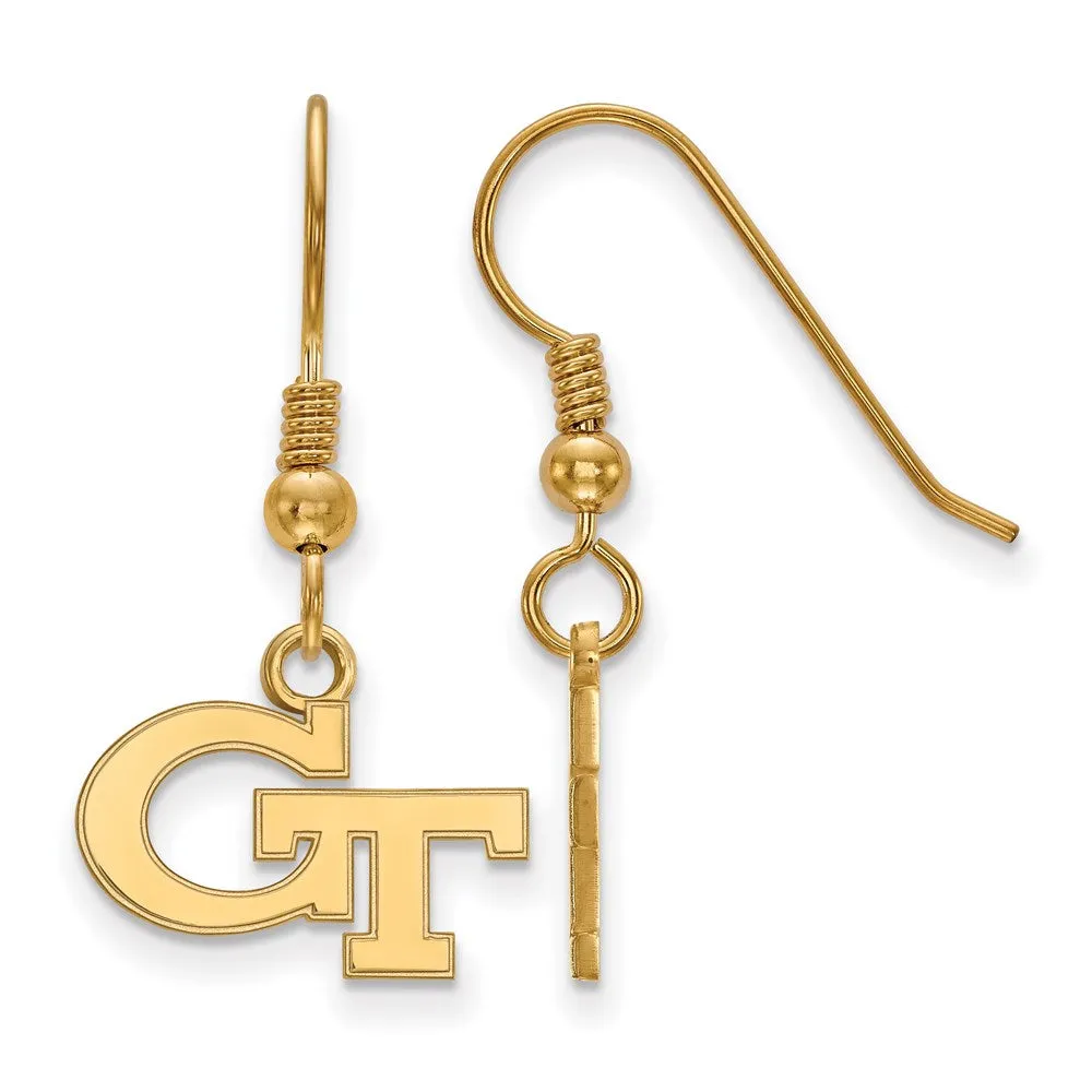 Sterling Silver Gold-plated Georgia Institute of Technology G-T Extra Small Dangle Wire Earrings