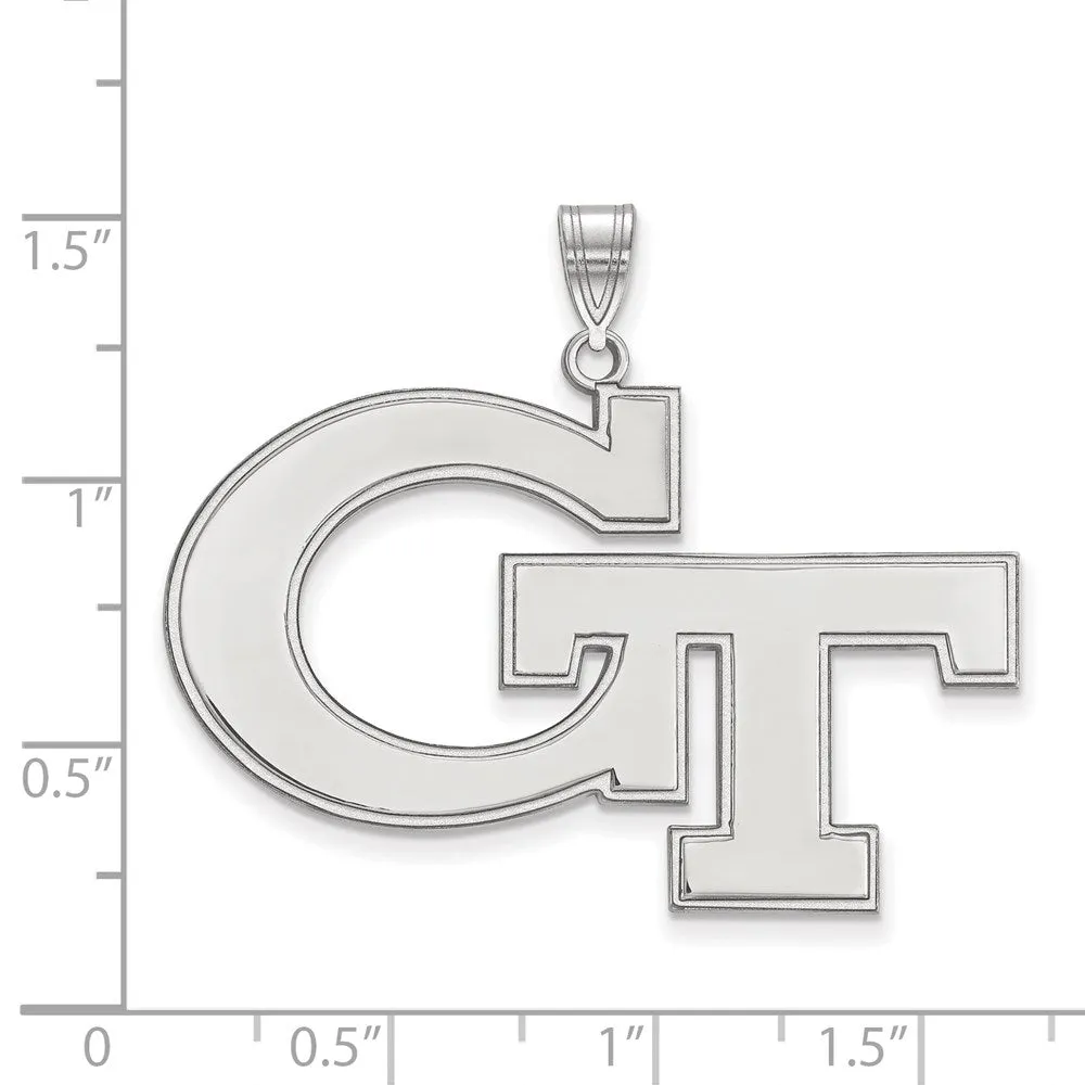 Sterling Silver Rhodium-plated Georgia Institute of Technology G-T Extra Large Pendant