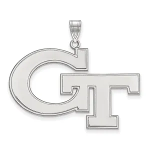 Sterling Silver Rhodium-plated Georgia Institute of Technology G-T Extra Large Pendant
