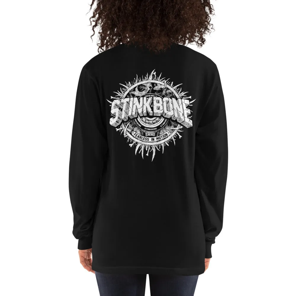 StinkBone Skate Wheel Skull Long Sleeve Unisex Shirt