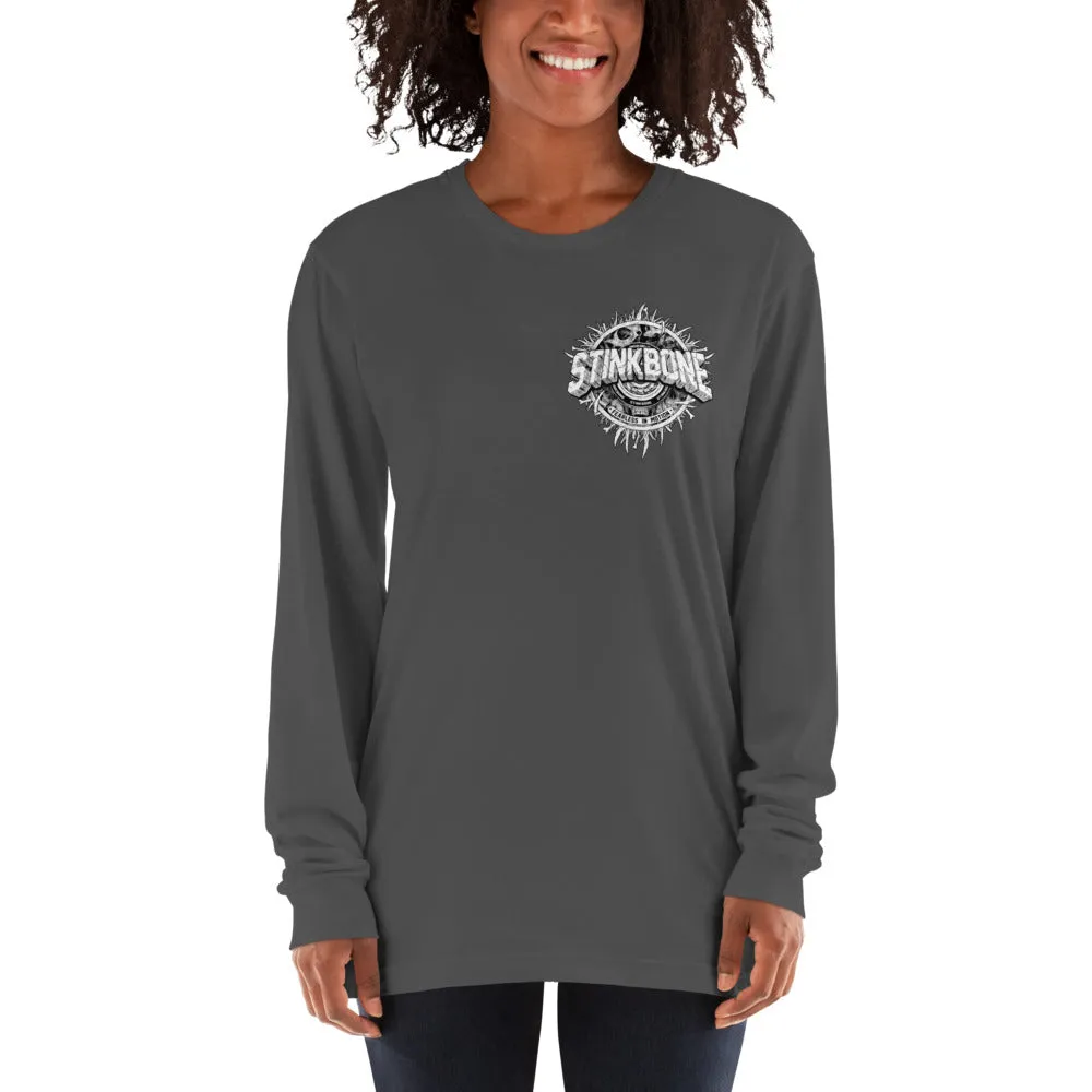StinkBone Skate Wheel Skull Long Sleeve Unisex Shirt