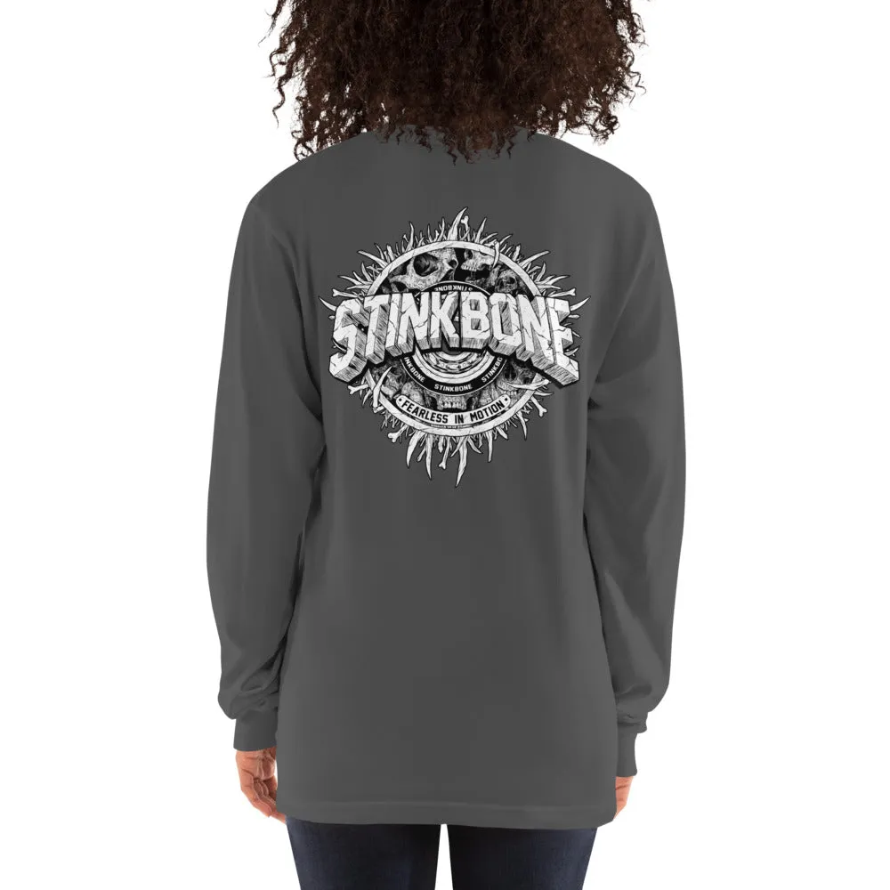 StinkBone Skate Wheel Skull Long Sleeve Unisex Shirt