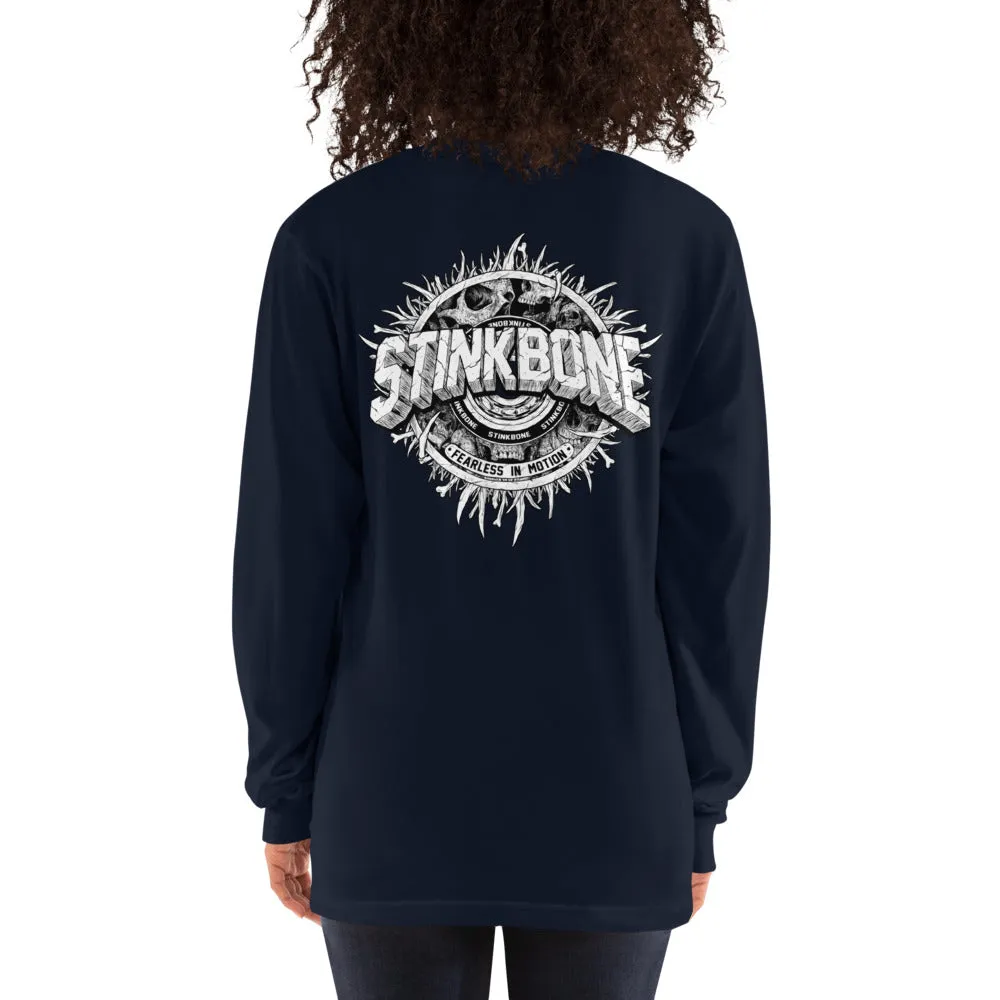 StinkBone Skate Wheel Skull Long Sleeve Unisex Shirt