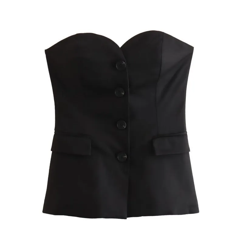 Stylish Off-Shoulder Black Knot Corset Top for Women