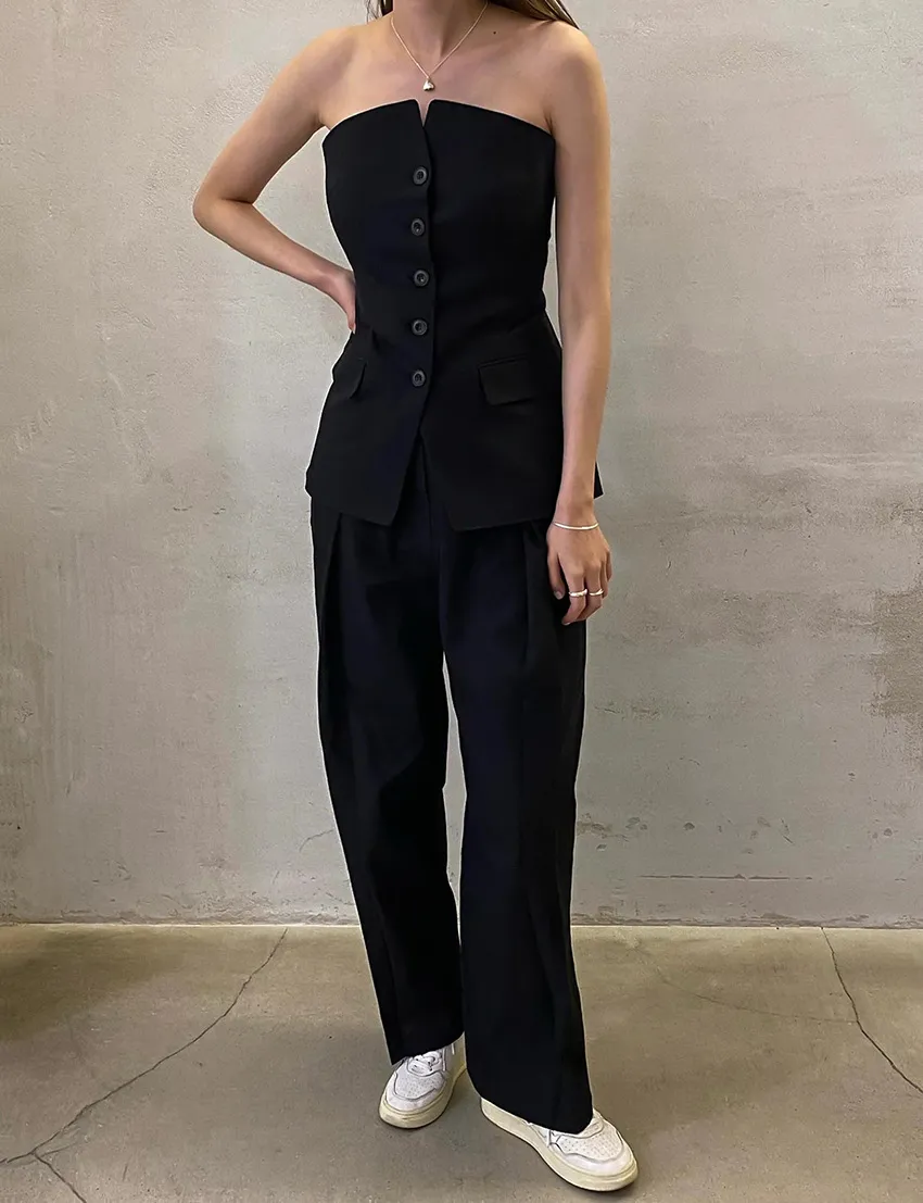 Stylish Off-Shoulder Black Knot Corset Top for Women