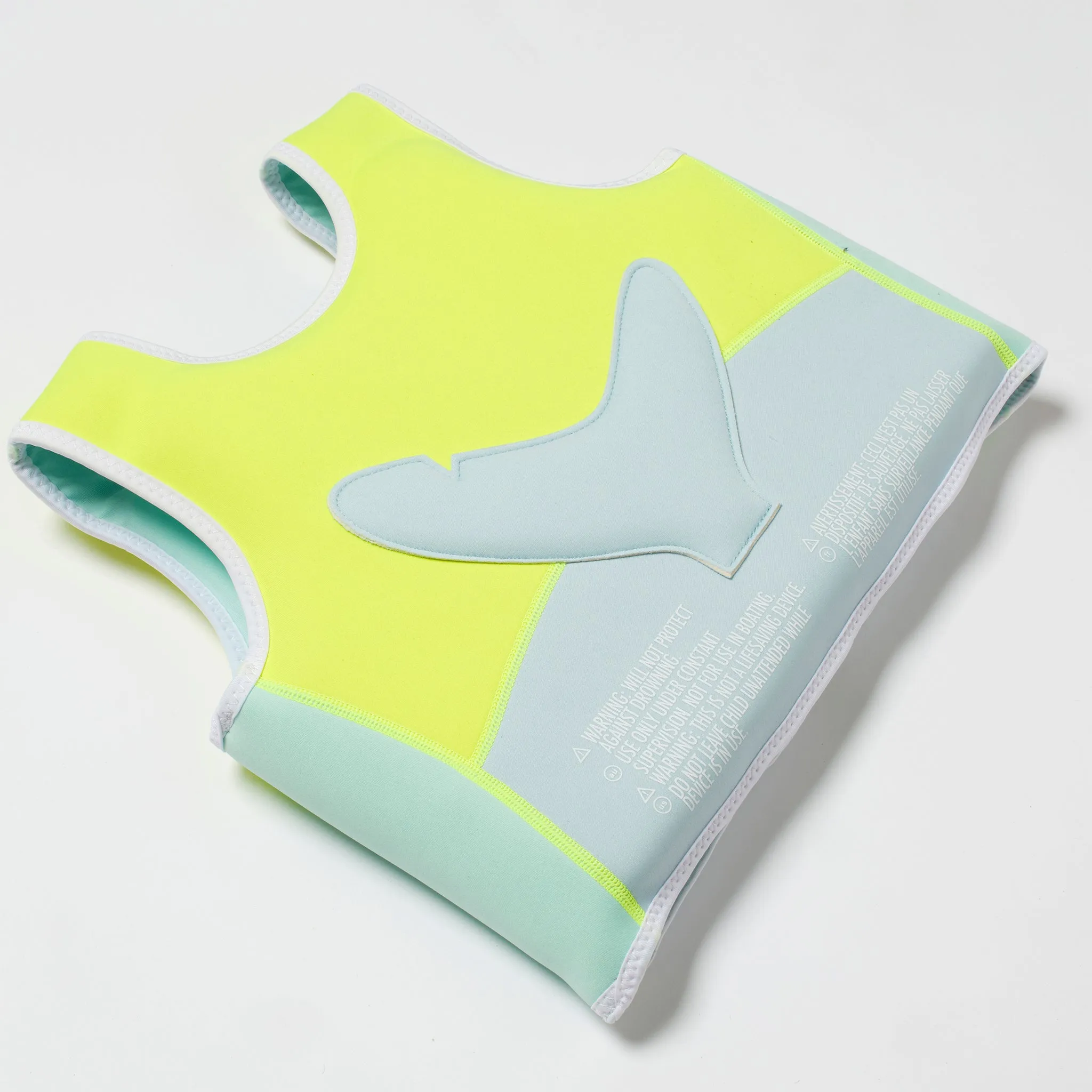 SUNNYLIFE SALTY THE SHARK SWIM VEST - AQUA NEON YELLOW