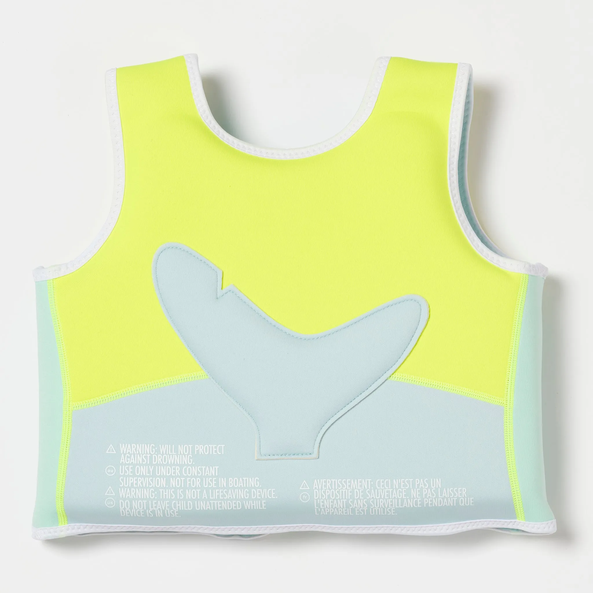 SUNNYLIFE SALTY THE SHARK SWIM VEST - AQUA NEON YELLOW