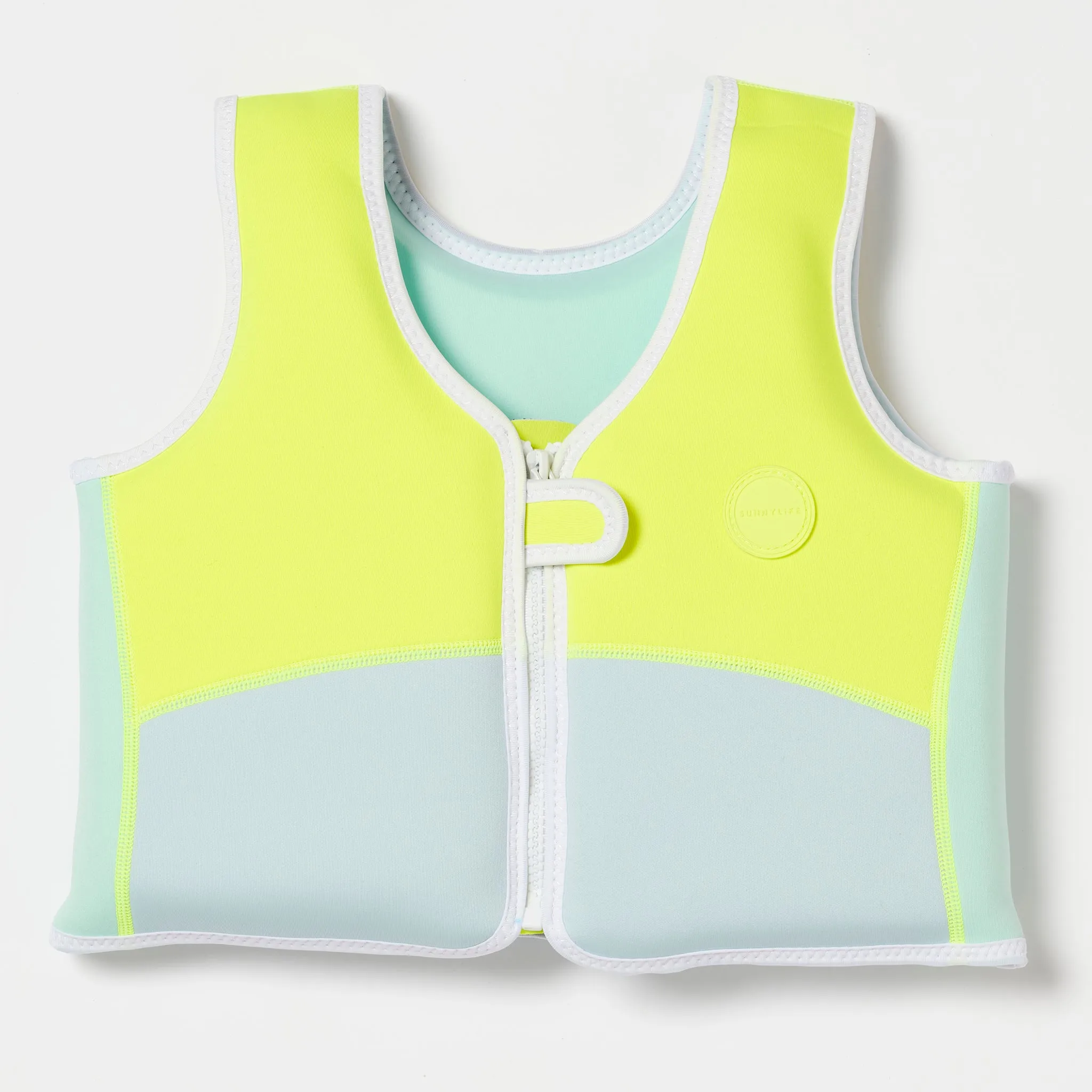 SUNNYLIFE SALTY THE SHARK SWIM VEST - AQUA NEON YELLOW