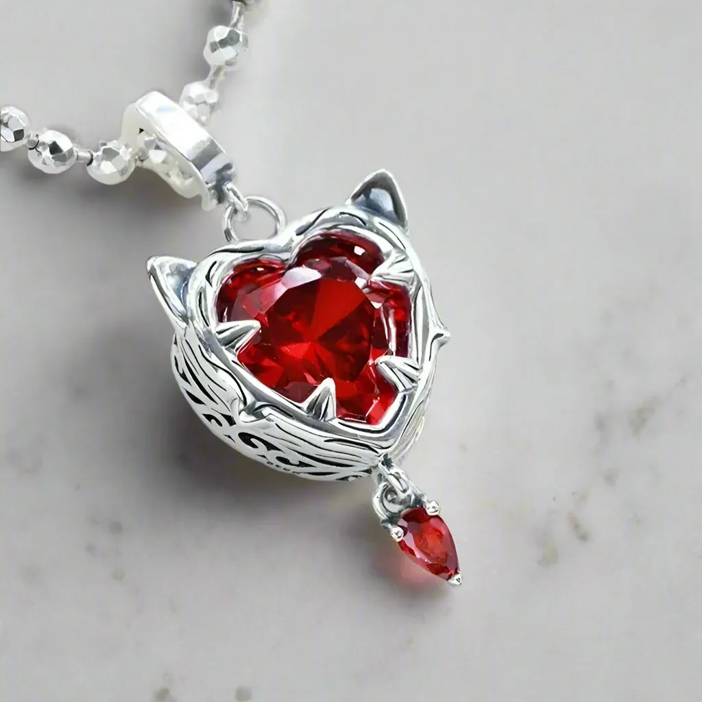 Sweet and Versatile Heart-shaped Cat Pendant