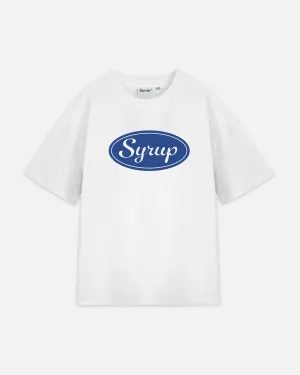 Syrup Blue Logo Tee White