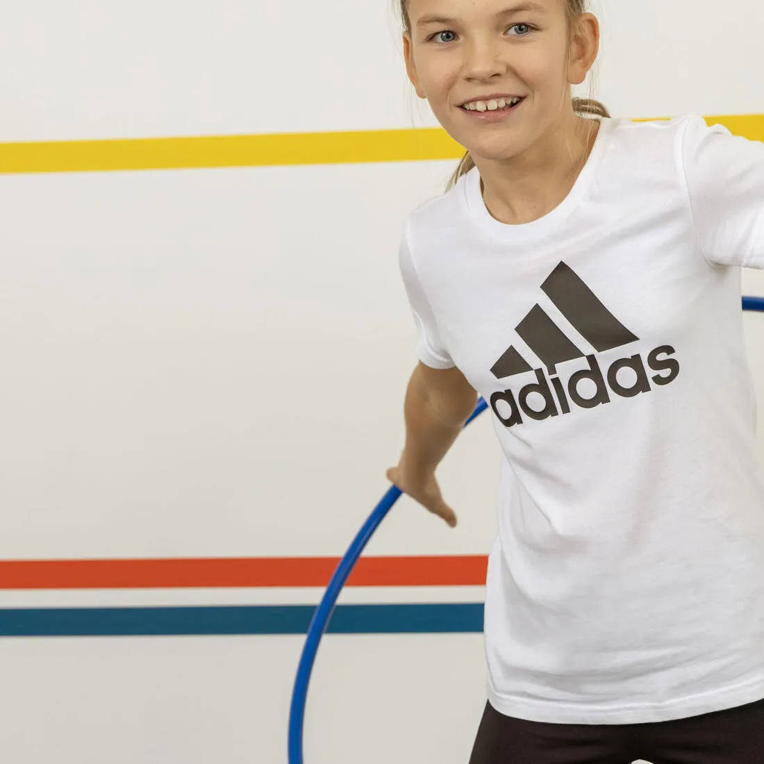 T-shirt adidas fille - blanc logo noir