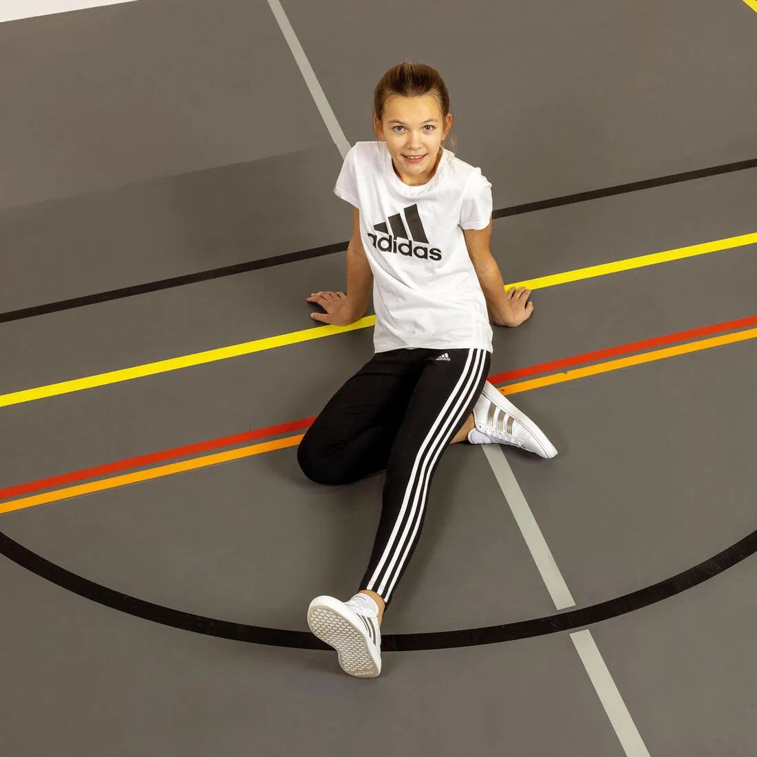 T-shirt adidas fille - blanc logo noir