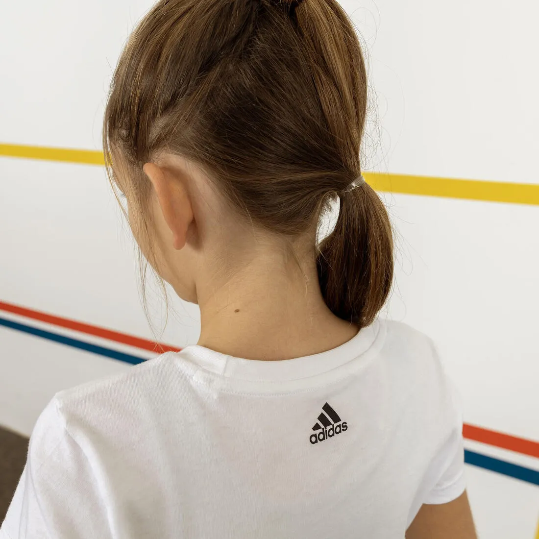 T-shirt adidas fille - blanc logo noir