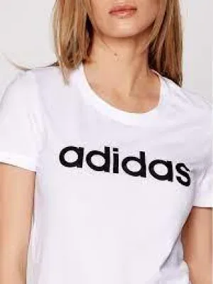 T SHIRT ADIDAS MAGLIA DONNA FITNESS BIANCA LOGO NERO