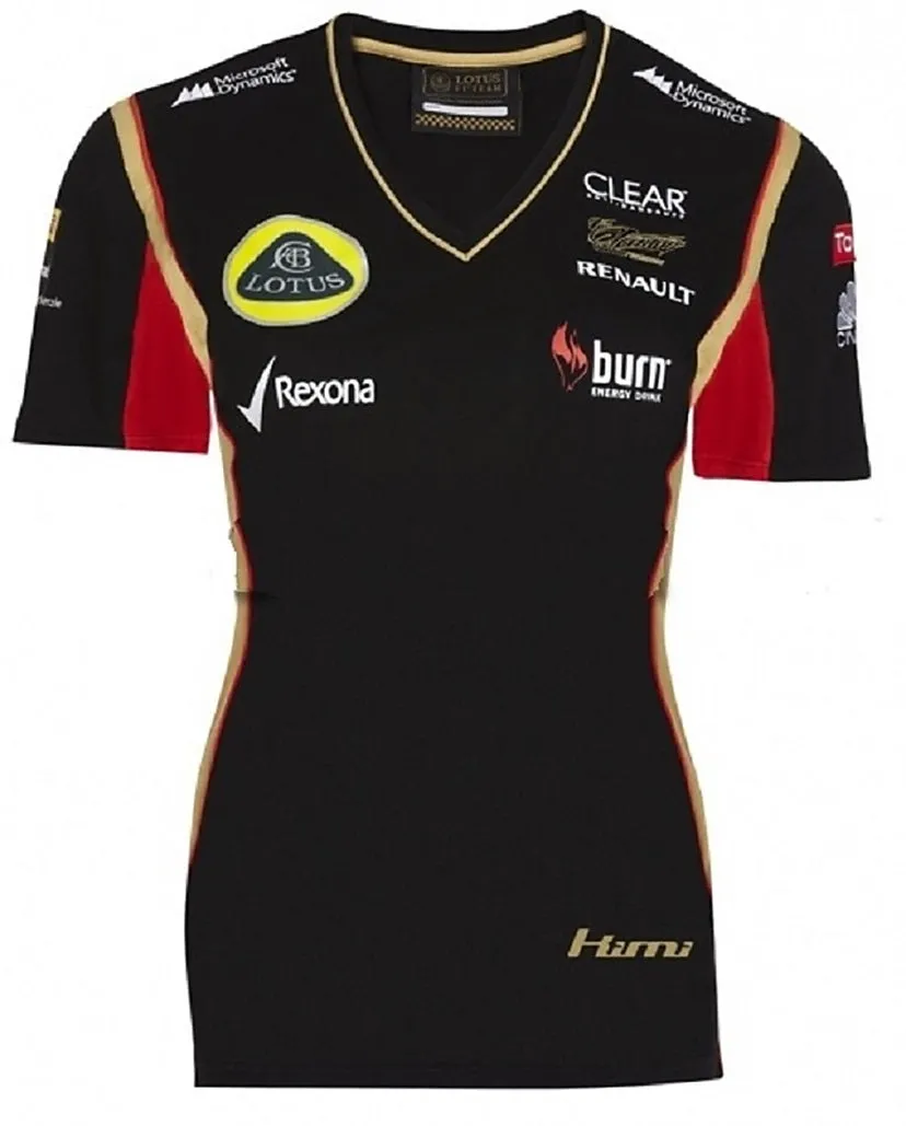 T-SHIRT Tee Ladies Formula One 1 Lotus F1 Team NEW! Burn Raikkonen Black 2013 XS