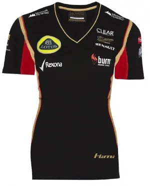 T-SHIRT Tee Ladies Formula One 1 Lotus F1 Team NEW! Burn Raikkonen Black 2013 XS