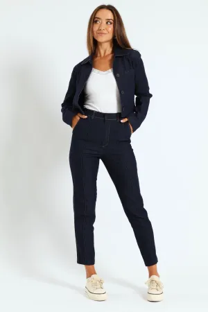 Tailored Boxy Denim Jacket - Dark Wash