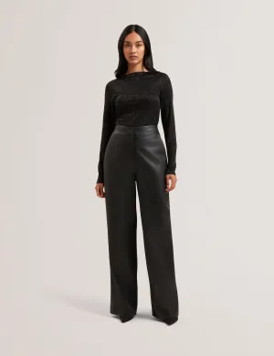 Taliha Jacquard T Long Sleeve Fitted Top Black