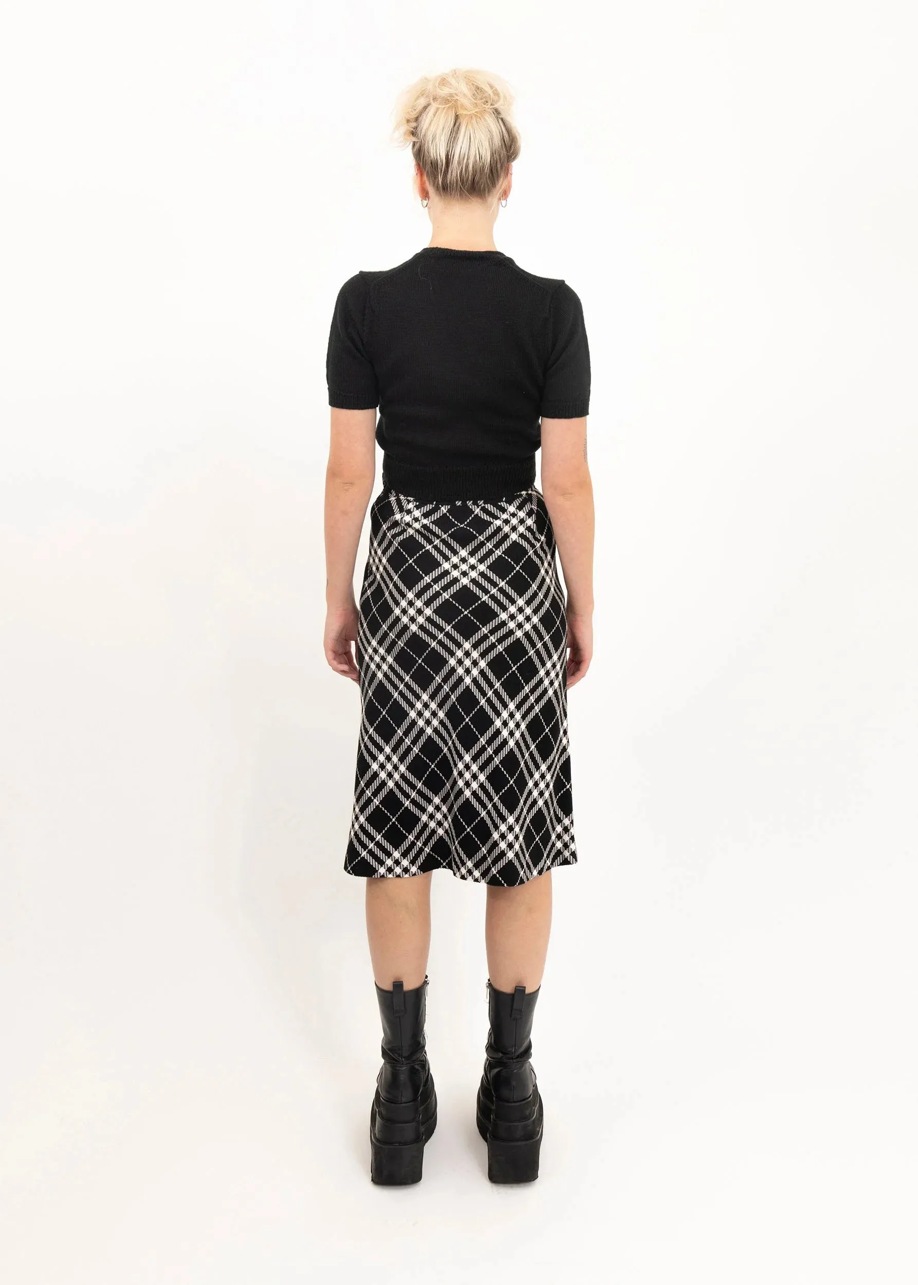 Tartan wool midi skirt