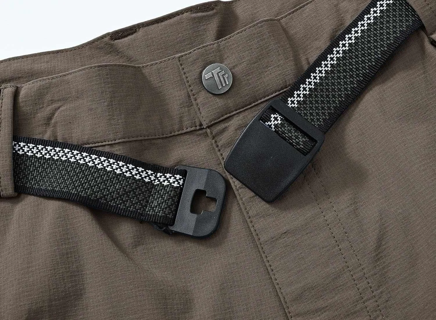 TBMPOY Men's Lightweight Hiking Pants with Belt 5 Zip Pocketsj