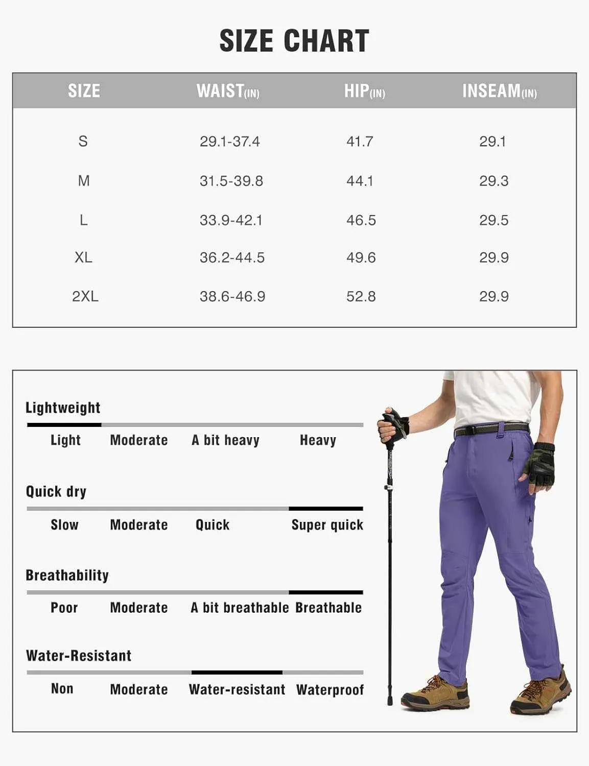 TBMPOY Men's Lightweight Hiking Pants with Belt 5 Zip Pocketsj