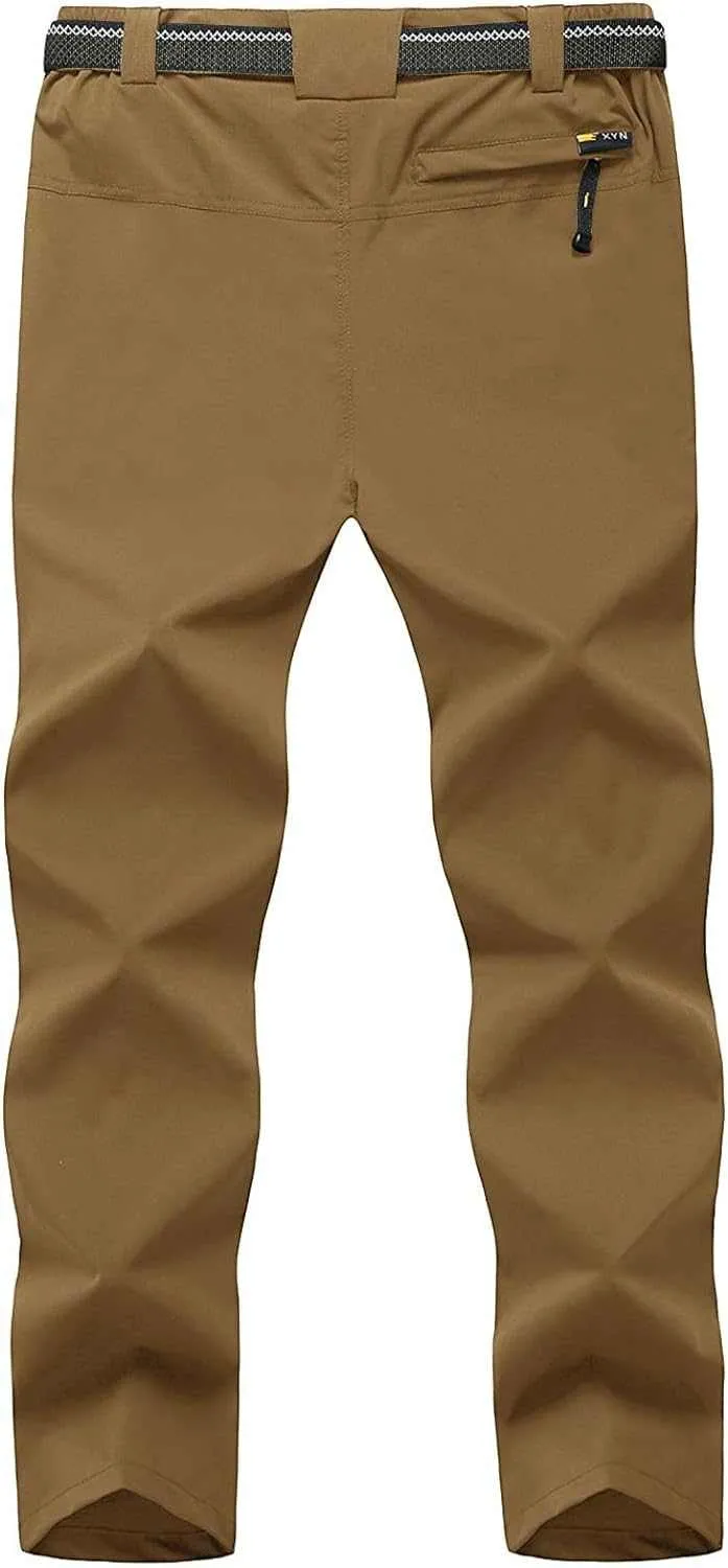 TBMPOY Men's Lightweight Hiking Pants with Belt 5 Zip Pocketsj