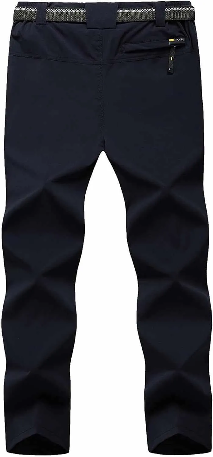 TBMPOY Men's Lightweight Hiking Pants with Belt 5 Zip Pocketsj