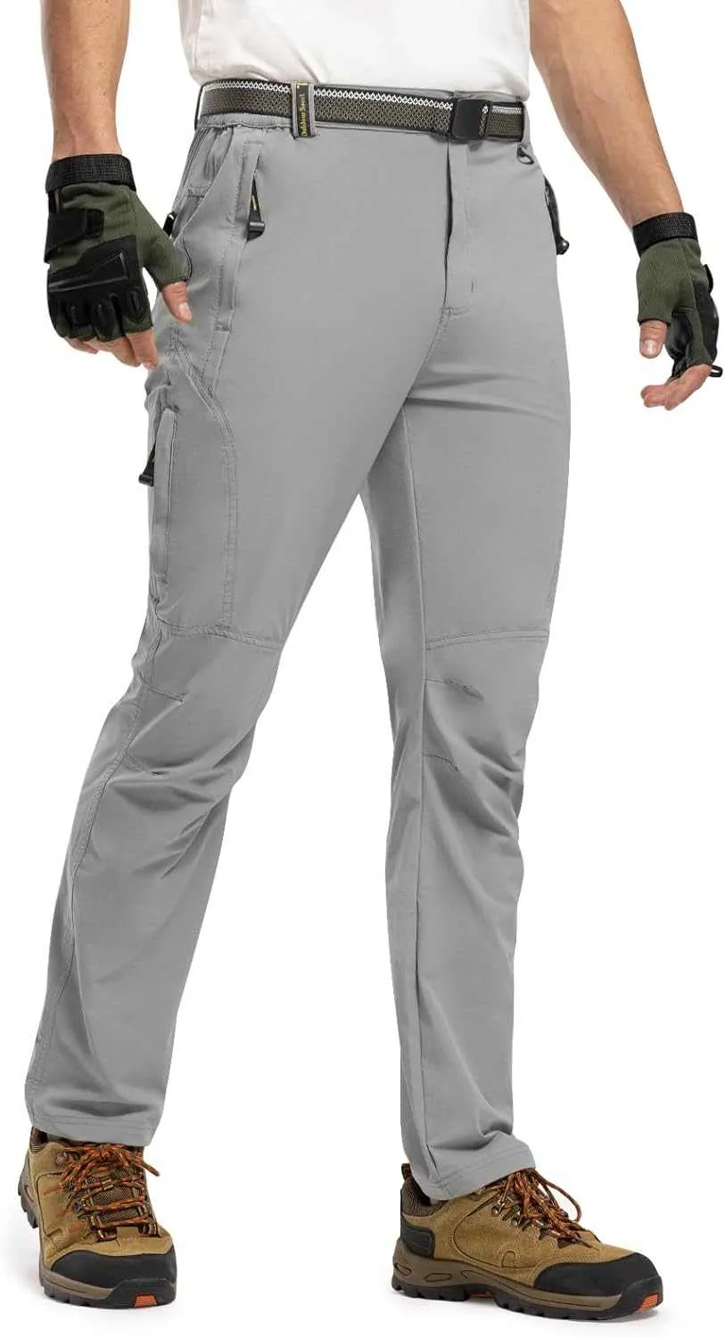 TBMPOY Men's Lightweight Hiking Pants with Belt 5 Zip Pocketsj
