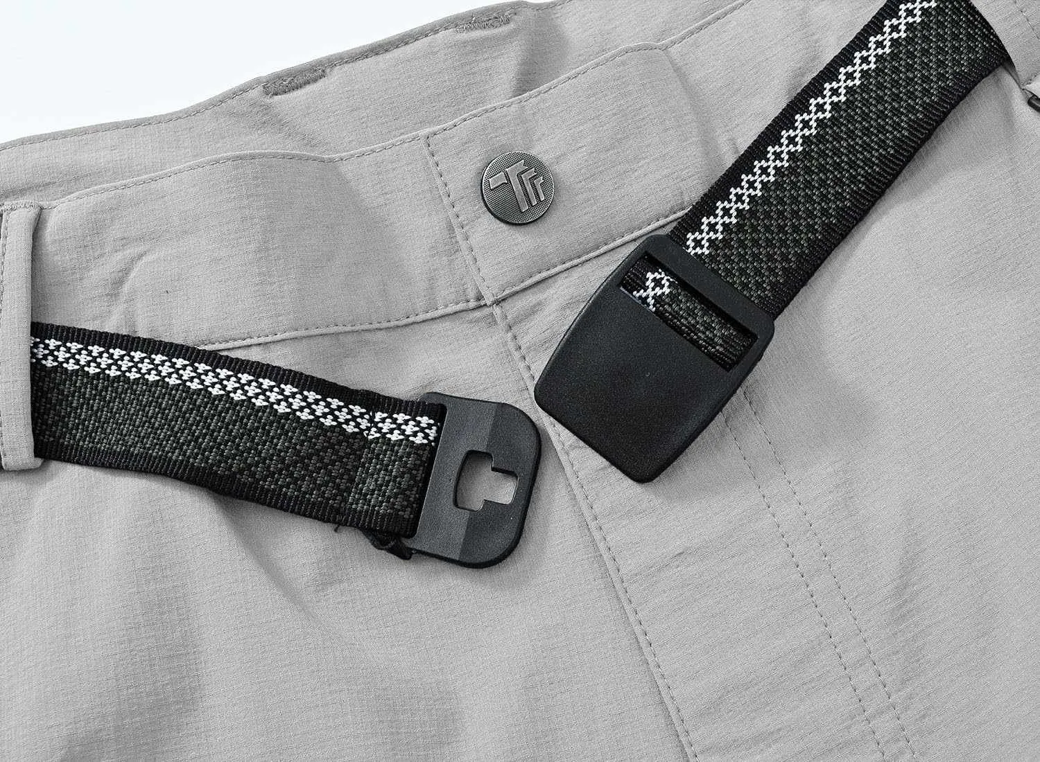 TBMPOY Men's Lightweight Hiking Pants with Belt 5 Zip Pocketsj