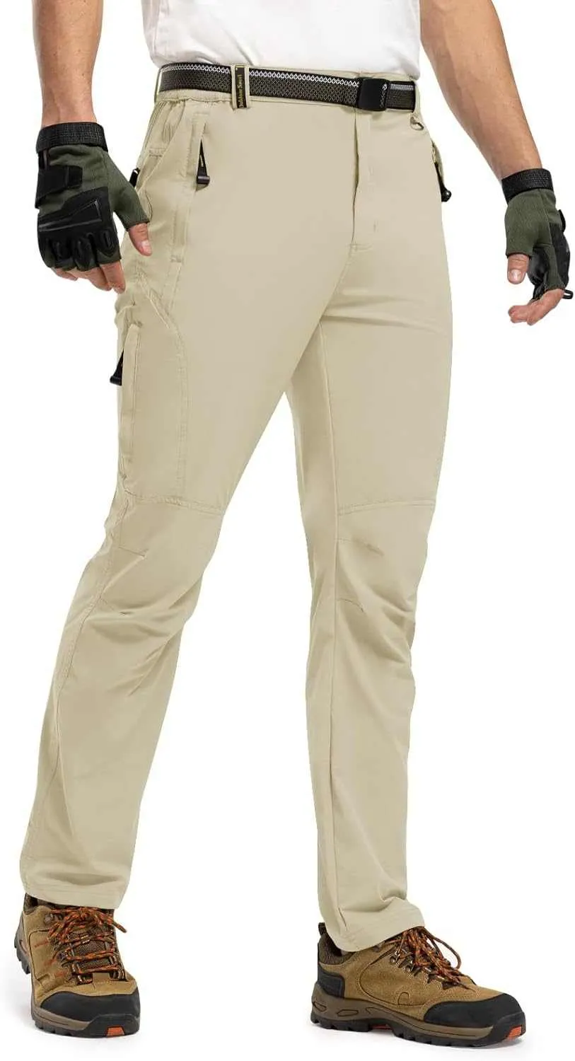 TBMPOY Men's Lightweight Hiking Pants with Belt 5 Zip Pocketsj