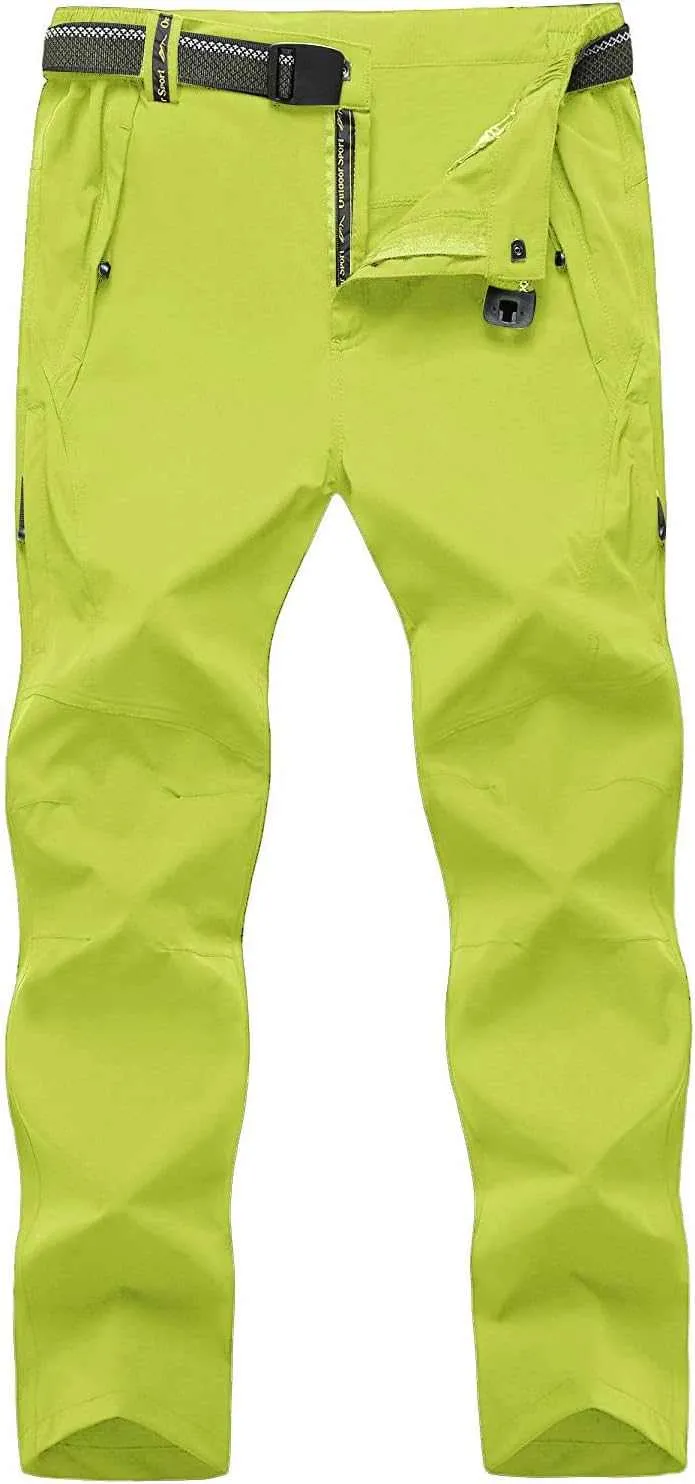 TBMPOY Men's Lightweight Hiking Pants with Belt 5 Zip Pocketsj