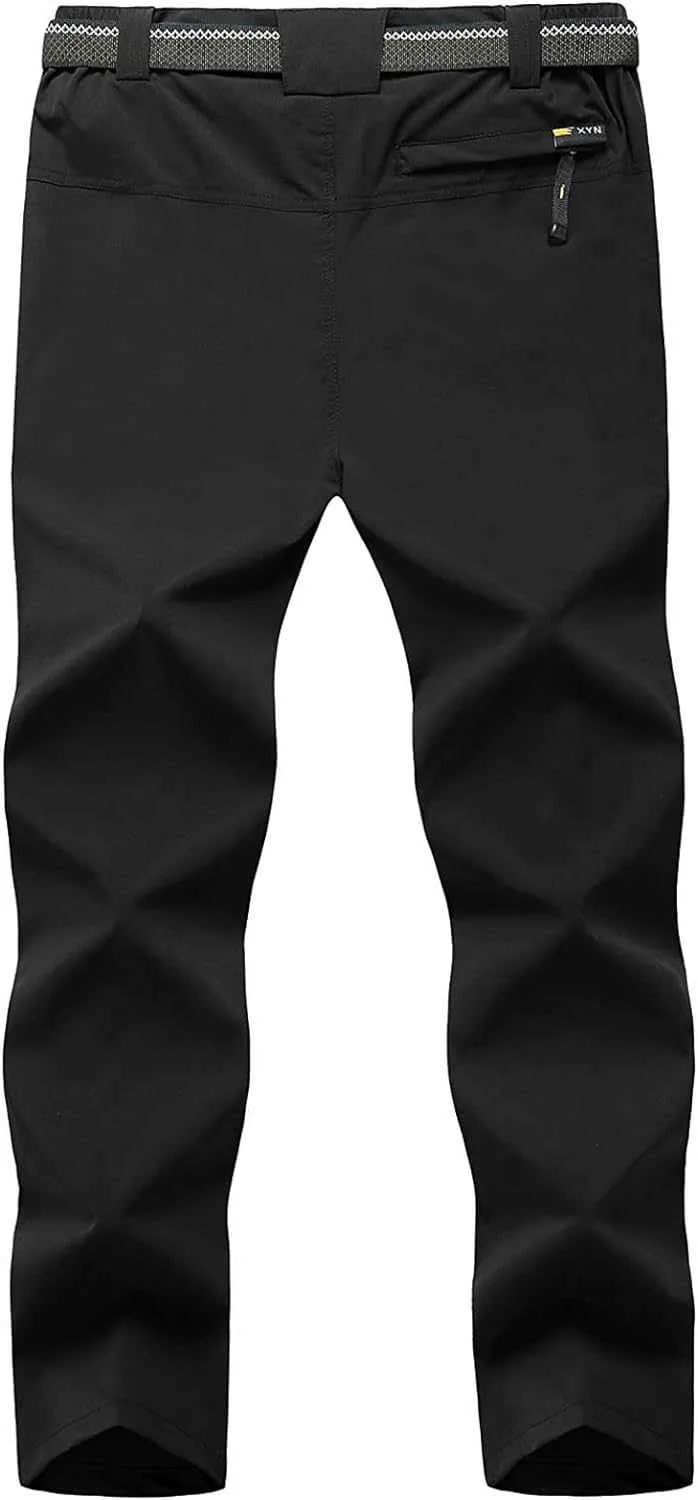 TBMPOY Men's Lightweight Hiking Pants with Belt 5 Zip Pocketsj