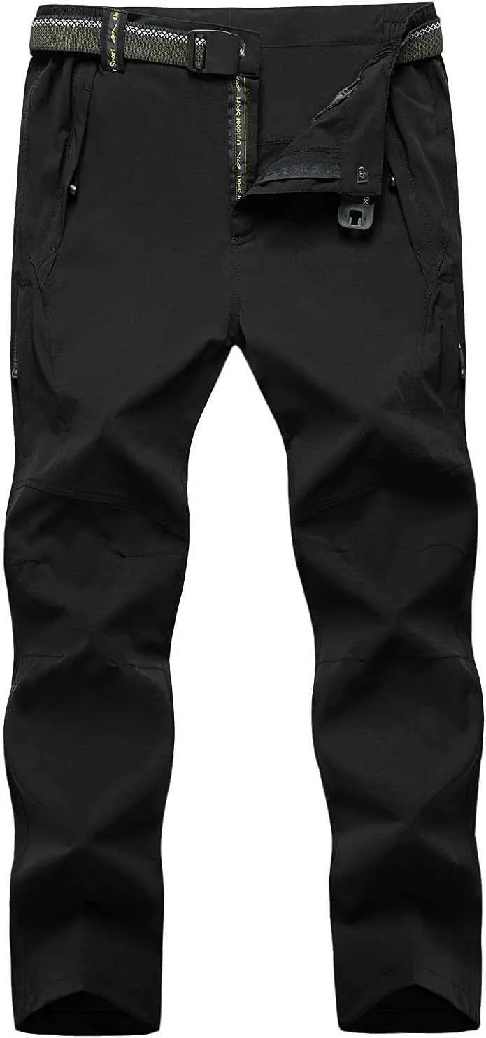 TBMPOY Men's Lightweight Hiking Pants with Belt 5 Zip Pocketsj