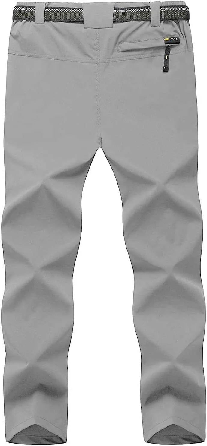 TBMPOY Men's Lightweight Hiking Pants with Belt 5 Zip Pocketsj