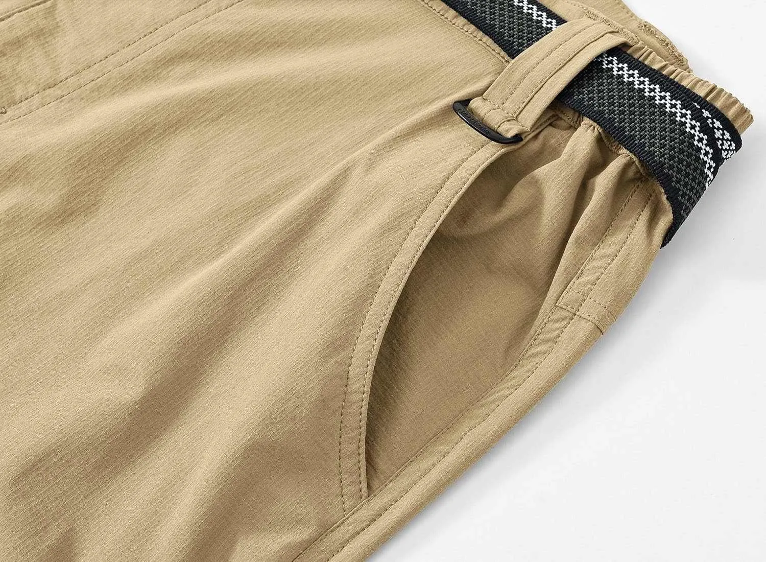 TBMPOY Men's Lightweight Hiking Pants with Belt 5 Zip Pocketsj