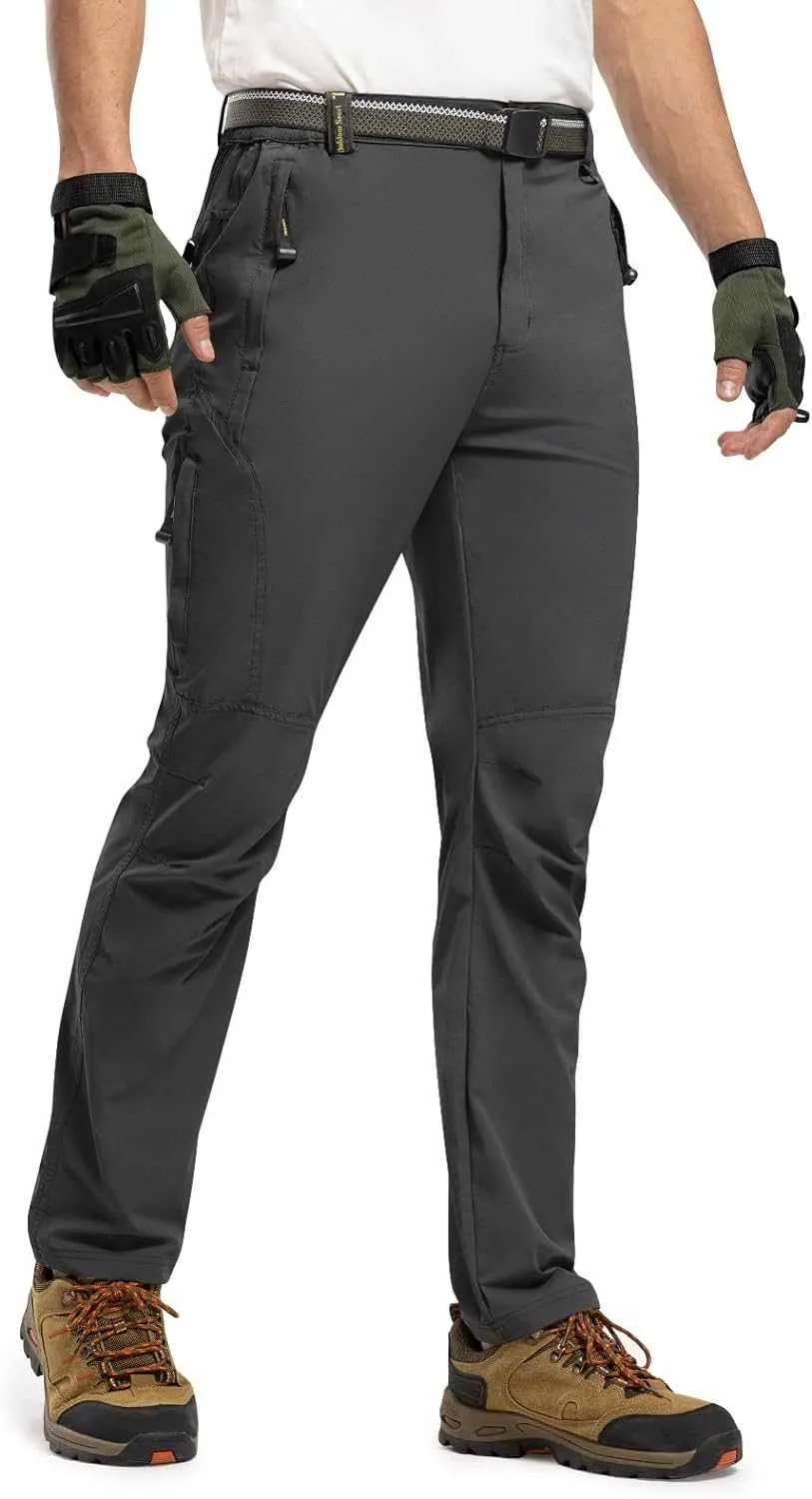 TBMPOY Men's Lightweight Hiking Pants with Belt 5 Zip Pocketsj
