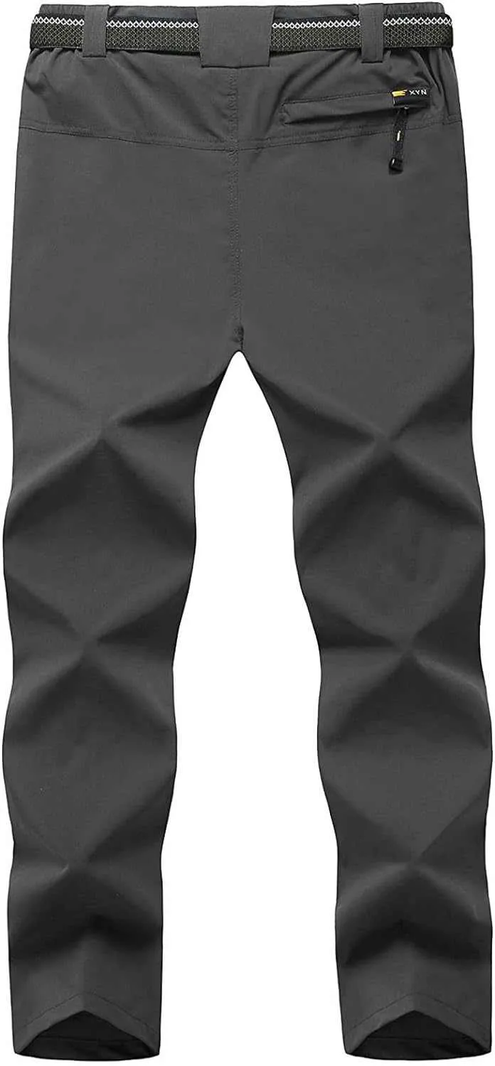 TBMPOY Men's Lightweight Hiking Pants with Belt 5 Zip Pocketsj